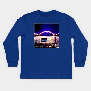 Hoan Bridge at night • Milwaukee WI Kids Long Sleeve T-Shirt